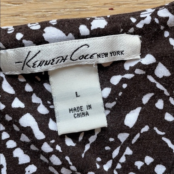 Kenneth Cole jersey dress brown white womens size large - Picture 4 of 8